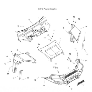 Bumper Screen, Upper, Gloss Bla by Polaris 5439016-070 OEM Hardware P5439016-070 Off Road Express