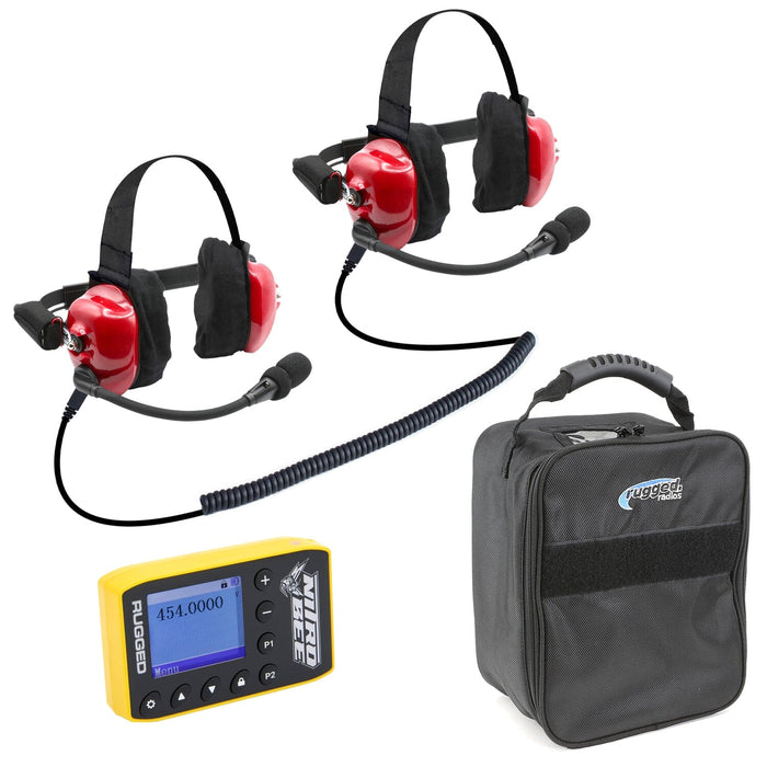 Bundle - H80 Track Talk Linkable Intercom Headset With Nitro Bee Xtreme Uhf Race Receiver And Carry Bag by Rugged Radios