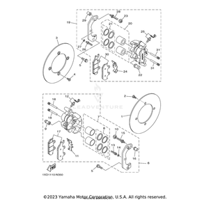 Caliper Assembly (Left) by Yamaha 1XD-2580T-00-00 OEM Hardware 1XD-2580T-00-00 Off Road Express