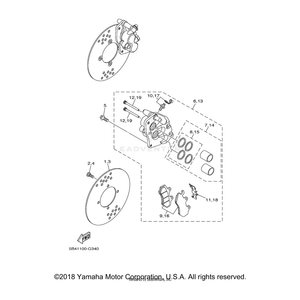 Caliper Assembly (Left) by Yamaha 5B4-2580T-01-00 OEM Hardware 5B4-2580T-01-00 Off Road Express