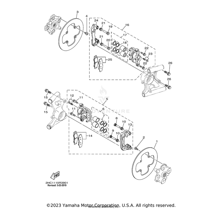 Caliper Assembly, Rear 1 by Yamaha