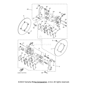 Caliper Assembly, Rear 1 by Yamaha 2PG-2580V-01-00 OEM Hardware 2PG-2580V-01-00 Off Road Express