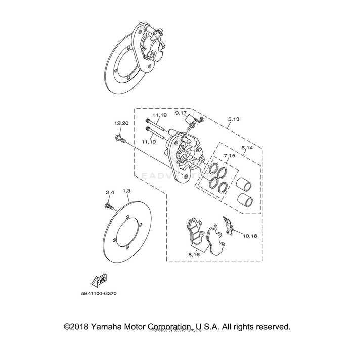 Caliper Assembly, Rear 1 by Yamaha