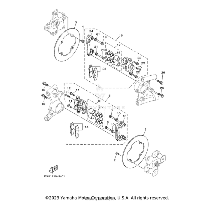 Caliper Assembly, Rear 1 by Yamaha