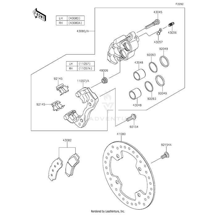 Caliper-Sub-Assembly,Front,Lh by Kawasaki