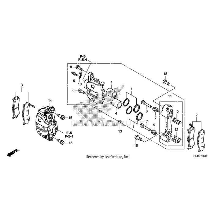 Caliper Sub-Assembly, Left Front (Nissin) (Msds) by Honda