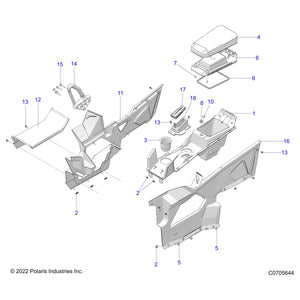 Center Console Cover, Gloss Bla by Polaris 5452204-070 OEM Hardware P5452204-070 Off Road Express