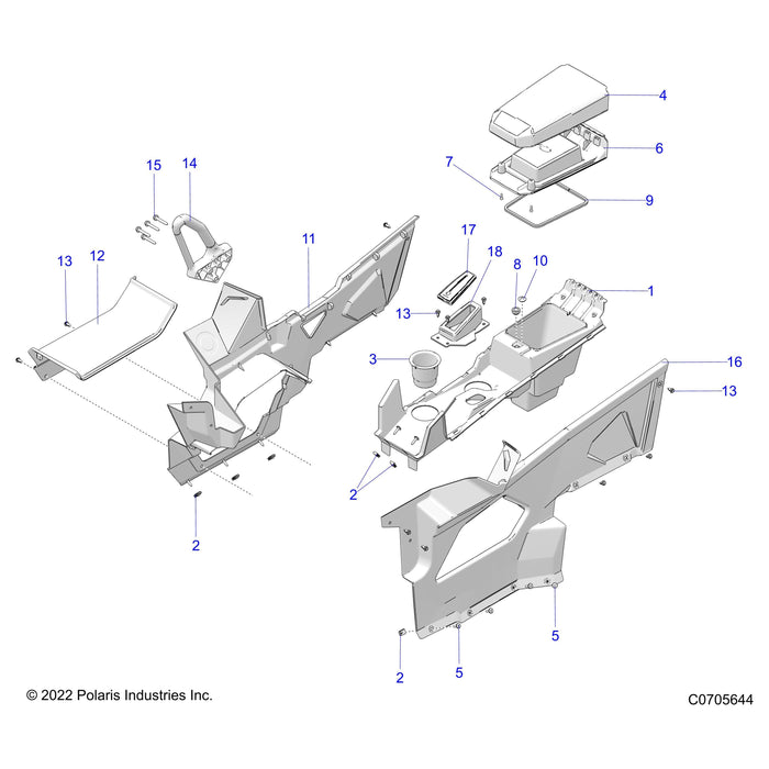 Center Console Cover, Inner by Polaris