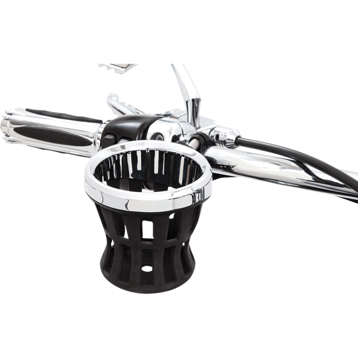 Chrome Drink Holder W/Black Clamp 7/8"-1" By Ciro