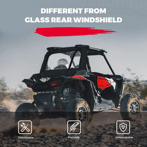 Clear Full Rear Windshield for Polaris RZR XP 1000 /4 by Kemimoto B0110-10001BK Rear Windshield B0110-10001BK Kemimoto