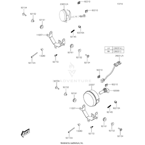 Collar,Head Light by Kawasaki 92152-Y064 OEM Hardware 92152-Y064 Off Road Express Peach St