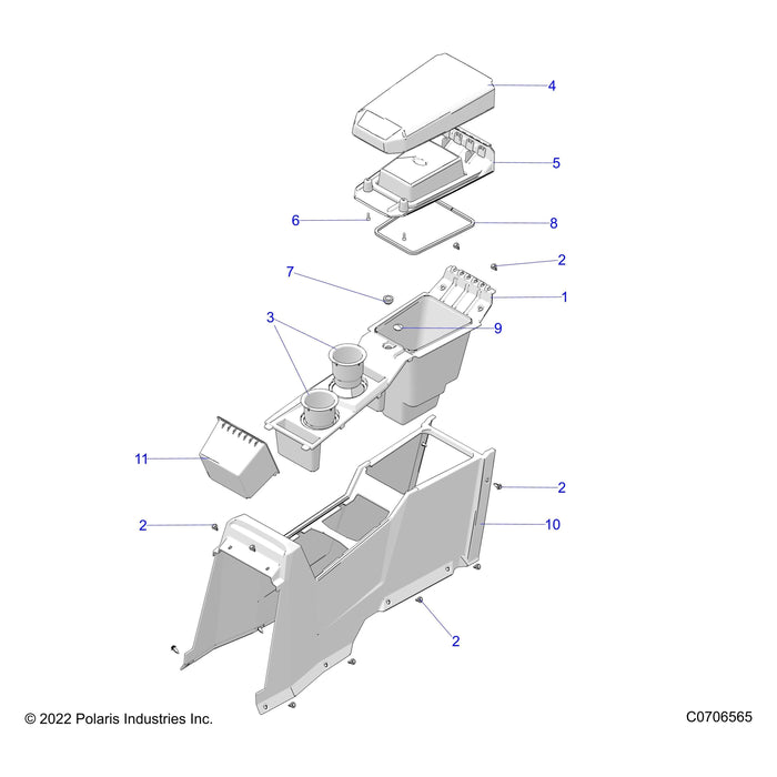 Console-Center,Top,Rear,Blk by Polaris