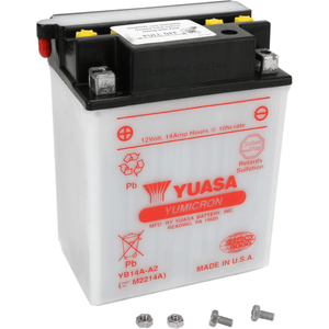 Conventional Battery 12 V By Yuasa YUAM2214AIND Conventional Acid Battery YB14A-A2 Parts Unlimited Drop Ship