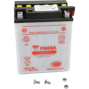 Conventional Battery 12 V By Yuasa YUAM2214BIND Conventional Acid Battery YB14L-B2 Parts Unlimited Drop Ship