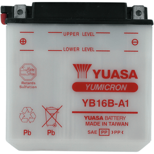 Conventional Battery 12 V By Yuasa YUAM22161 Conventional Acid Battery YB16B-A1 Parts Unlimited Drop Ship