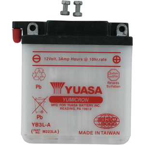 Conventional Battery 12 V By Yuasa YUAM223LA Conventional Acid Battery YB3L-A Parts Unlimited