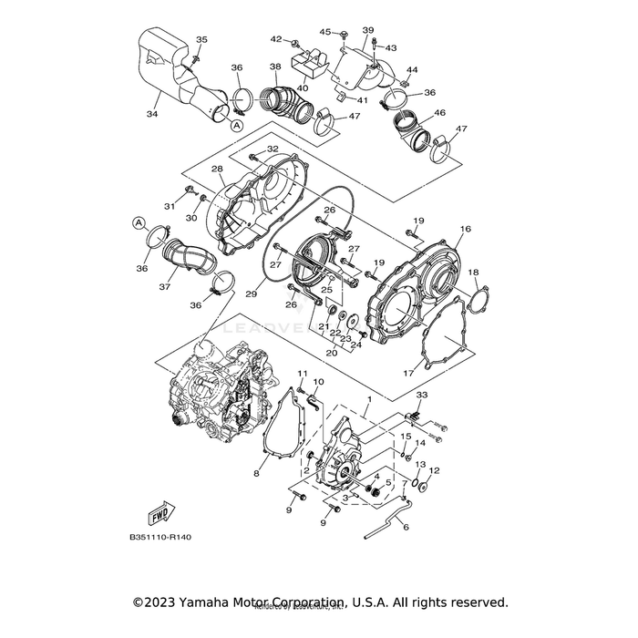 Cover, Crankcase 2 by Yamaha