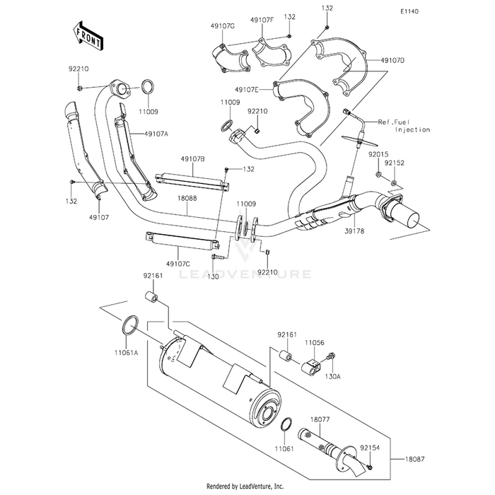 Cover-Exhaust Pipe,Rear,Upp by Kawasaki