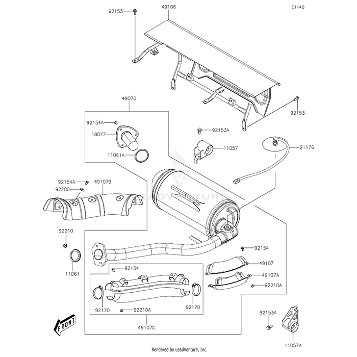 Cover-Exhaust Pipe,Upp by Kawasaki