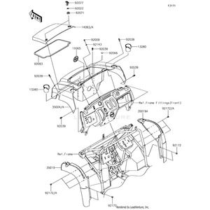 Cover,Hood,S.Red by Kawasaki 14093-0390-6B OEM Hardware 14093-0390-6B Off Road Express Peach St