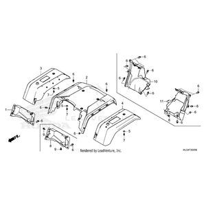 Cover, Right Mud Protector by Honda 63510-HL5-A00 OEM Hardware 63510-HL5-A00 Off Road Express Peach St