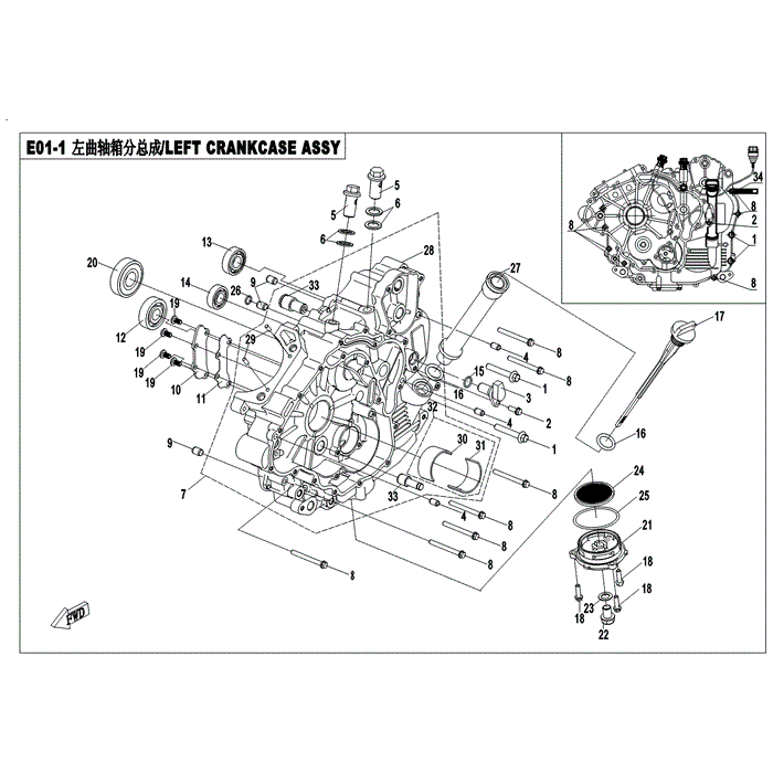 Crankcase Lh (Mark A Red Bearing) by CF Moto