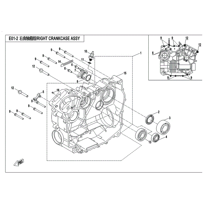 Crankcase Rh (Mark "A"/For Red Bearing Sleeve) by CF Moto