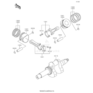 Crankshaft-Assembly by Kawasaki 49119-0015 OEM Hardware 49119-0015 Off Road Express Drop Ship