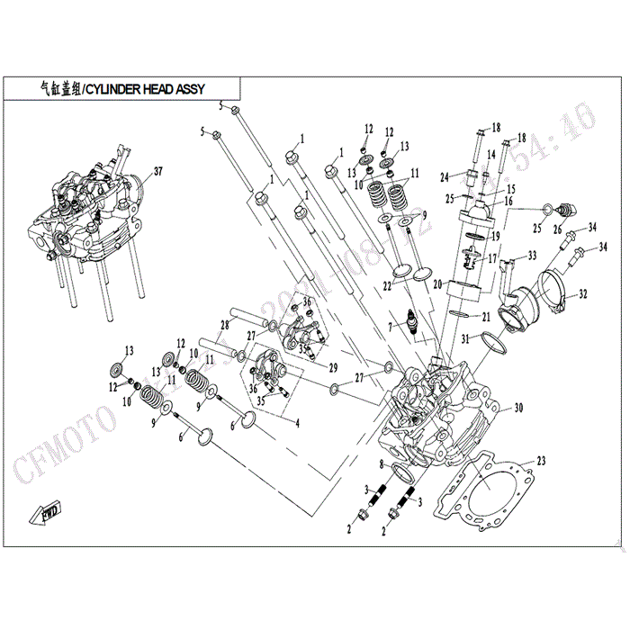 Cylinder Head Assembly No Cam by CF Moto