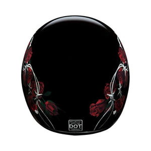 D.O.T. Daytona Skull Cap W/O Visor W/Barbed Roses by Daytona Helmets Half Helmet Daytona Helmets