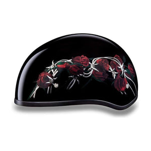 D.O.T. Daytona Skull Cap W/O Visor W/Barbed Roses by Daytona Helmets Half Helmet Daytona Helmets