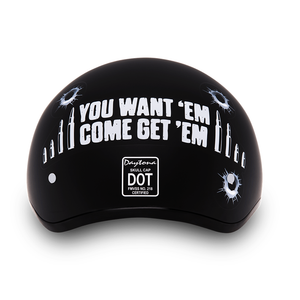 D.O.T. Daytona Skull Cap W/O Visor W/ Come Get'Em by Daytona Helmets Half Helmet Daytona Helmets