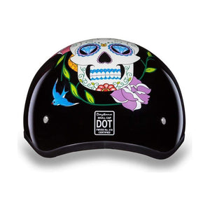 D.O.T. Daytona Skull Cap W/O Visor W/ Diamond Skull by Daytona Helmets Half Helmet Daytona Helmets