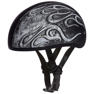 D.O.T. Daytona Skull Cap W/O Visor W/ Flame Grey by Daytona Helmets Half Helmet Daytona Helmets