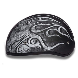 D.O.T. Daytona Skull Cap W/O Visor W/ Flame Grey by Daytona Helmets Half Helmet Daytona Helmets