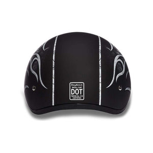 D.O.T. Daytona Skull Cap W/O Visor W/ Flame Grey by Daytona Helmets Half Helmet Daytona Helmets