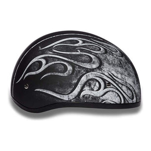 D.O.T. Daytona Skull Cap W/O Visor W/ Flame Grey by Daytona Helmets Half Helmet Daytona Helmets