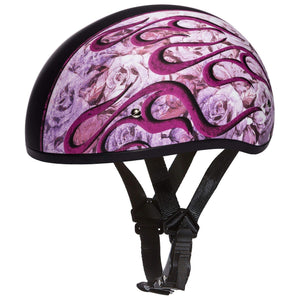 D.O.T. Daytona Skull Cap W/O Visor W/ Flame Pink by Daytona Helmets Half Helmet Daytona Helmets