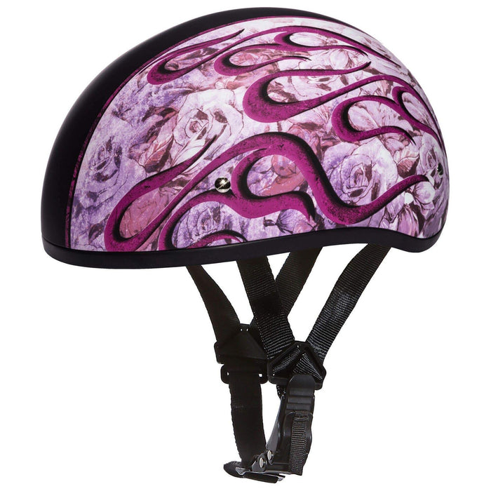 D.O.T. Daytona Skull Cap W/O Visor W/ Flame Pink by Daytona Helmets