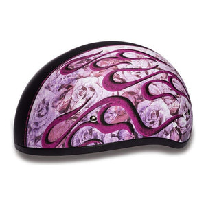 D.O.T. Daytona Skull Cap W/O Visor W/ Flame Pink by Daytona Helmets Half Helmet Daytona Helmets