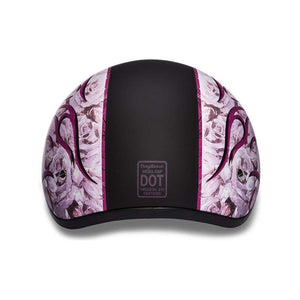 D.O.T. Daytona Skull Cap W/O Visor W/ Flame Pink by Daytona Helmets Half Helmet Daytona Helmets