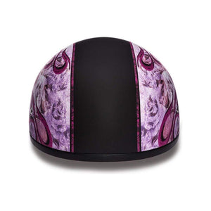 D.O.T. Daytona Skull Cap W/O Visor W/ Flame Pink by Daytona Helmets Half Helmet Daytona Helmets