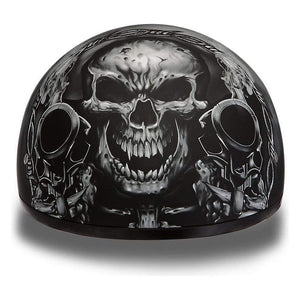 D.O.T. Daytona Skull Cap W/O Visor W/ Guns by Daytona Helmets Half Helmet Daytona Helmets