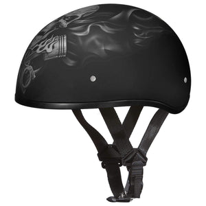 D.O.T. Daytona Skull Cap W/O Visor W/ Pistons Skull by Daytona Helmets Half Helmet Daytona Helmets