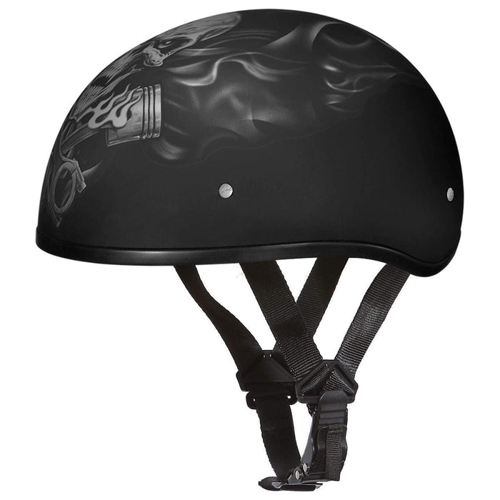 D.O.T. Daytona Skull Cap W/O Visor W/ Pistons Skull by Daytona Helmets