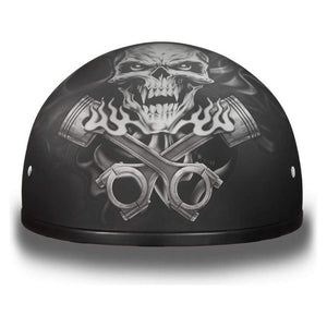 D.O.T. Daytona Skull Cap W/O Visor W/ Pistons Skull by Daytona Helmets Half Helmet Daytona Helmets