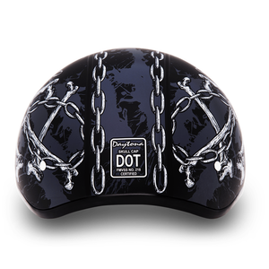 D.O.T. Daytona Skull Cap W/O Visor W/ Skull Chains by Daytona Helmets Half Helmet Daytona Helmets