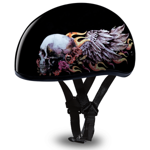 D.O.T. Daytona Skull Cap W/O Visor W/ Skull Wings by Daytona Helmets Half Helmet Daytona Helmets