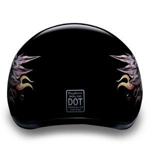 D.O.T. Daytona Skull Cap W/O Visor W/ Skull Wings by Daytona Helmets Half Helmet Daytona Helmets