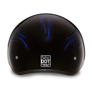 D.O.T. Daytona Skull Cap W/O Visor W/ Skulls Flame Blue by Daytona Helmets Half Helmet Daytona Helmets